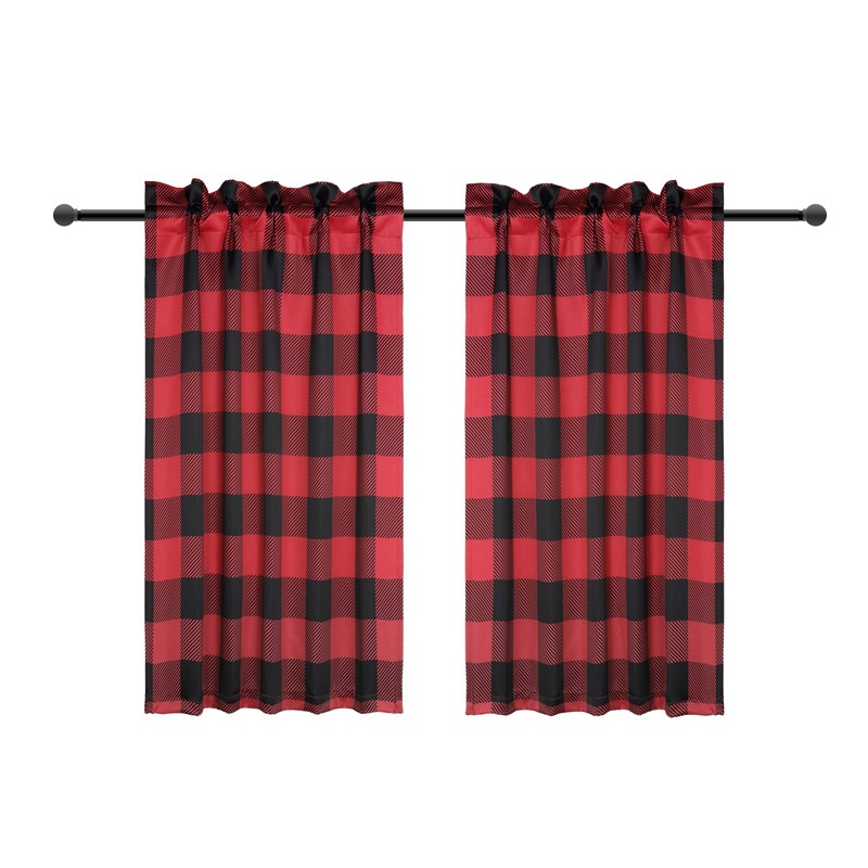 Simple Deluxe Buffalo Check Kitchen Tier Curtains, Plaid Gingham Small