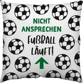 GRUSS & CO 48222 Cushion Motif "Football" Decorative Cushion, Cotton, 30 cm x 30 cm, Small Cushion with Saying, Football