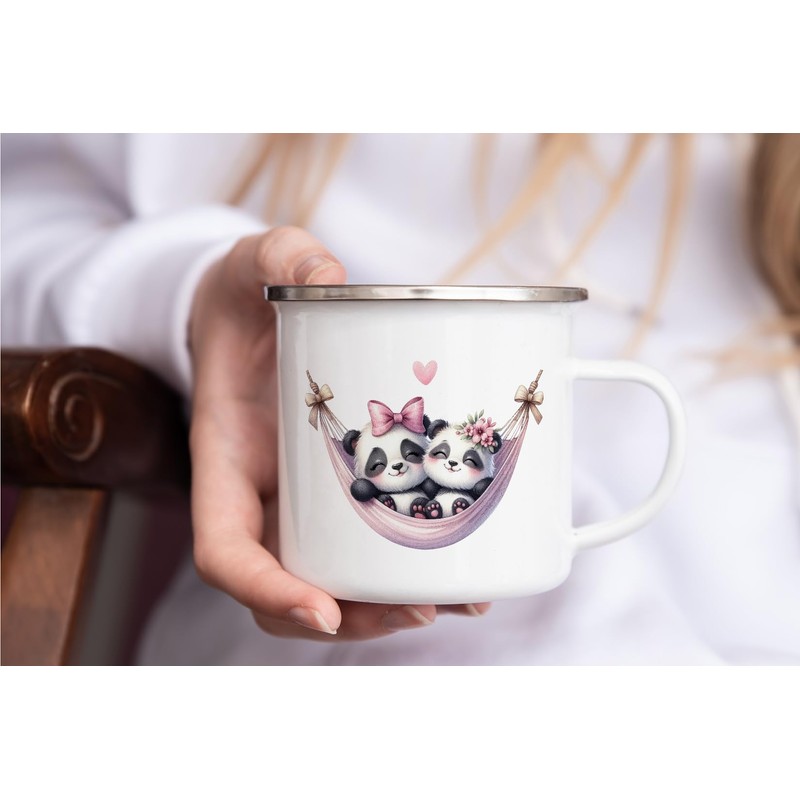 MAXIKIWI Langlebige Emaille-Kaffee- oder Tee-Camping-Tasse für drinnen und draußen, entzückende