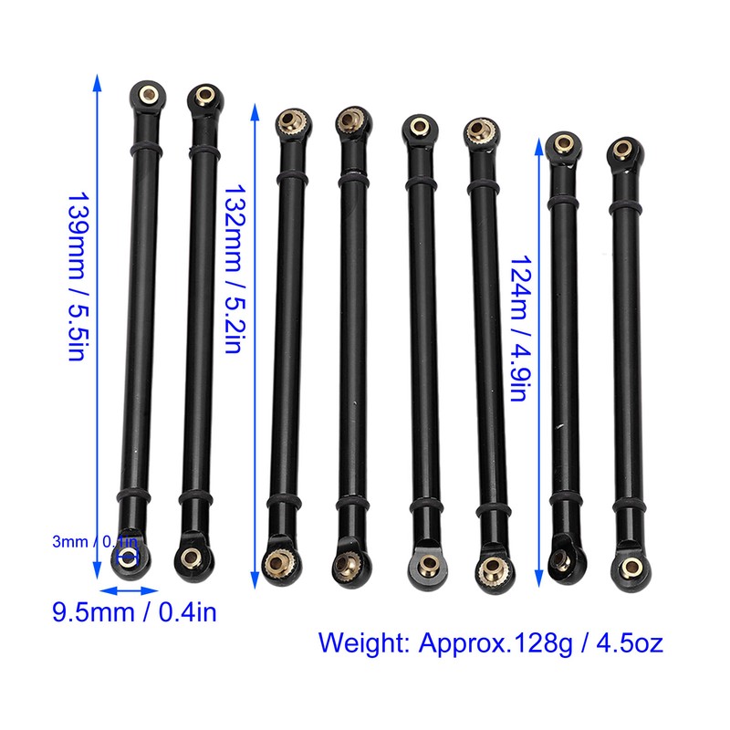 8pcs M3 Aluminum Alloy Link Rod Linkage Set for Axial
