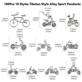 DanLingJewelry 100pcs Tibetan Motorcycle Charms Bicycle Sports Charms Vintage Charms for DIY Jewelry Making Non Precious Metal, Non-precious metal