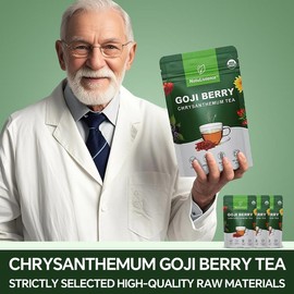 Natuliviance Organic Chrysanthemum Goji Berry Tea Organic Detox Tea -Herbal Blend with 8 Botanicals for Liver, Kidney & Digestive Support, 20 Tea Bags 160g (5.6oz), Caffeine-Free, USDA Certified Organic, Non-GMO