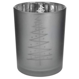 Courtney's Candles Glass JAR - TEALIGHT Holder - Silver Christmas Tree