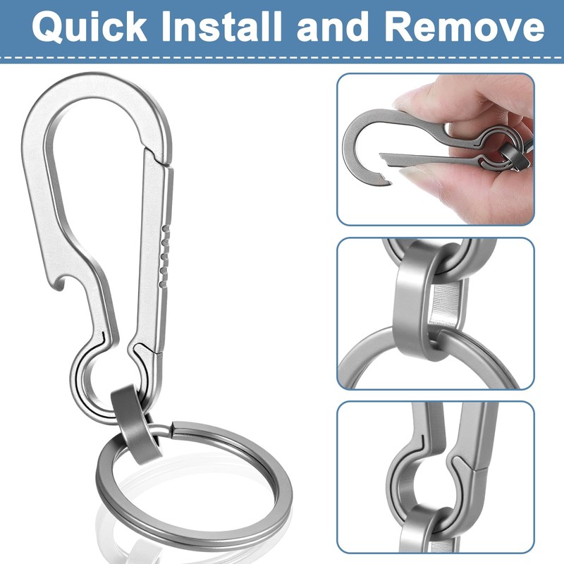 WJIAAA Key Chain Clip Titanium Carabiner Keychain,Quick Release Heavy Duty