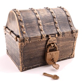 Lingway Toys Kids Pirate Treasure Chest Teacher's Favorite Treasures Collection Storage Box with 2 Sets of Locks and Keys Only(Vintage Bronze Coating,6.3"X4.8"X5.2")