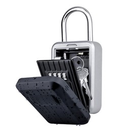 BenRich Key Safe Padlock with Shackle, 4-Digit Combination Code Lockbox for Keys Outdoor, Portable Keysafe Lock Box for Home, Office, Industries, Front Door, House, Surfing and Car Keys