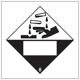 V Safety Corrosive 8 UN Substance Numbering Hazard Label-250x250mm-Magnetic Safety Sign