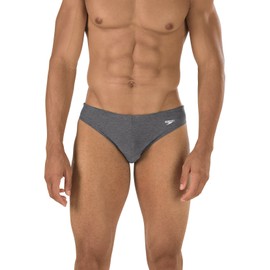Speedo Men's Swimsuit Brief Powerflex Eco Solar, Heather Grey, 28