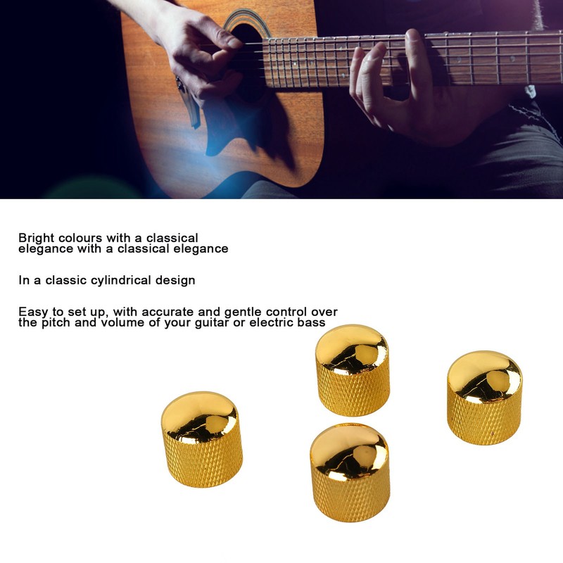 4Pcs Guitar Knob Metal Volume Tone Dome Control Knob Musical