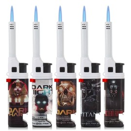 Taughch 5 Pack Long Nozzle Candle Lighters Windproof with Bottle Opener Refillable Butane Torch,Ideal for BBQ, Candles, and Camping (Butane Included)