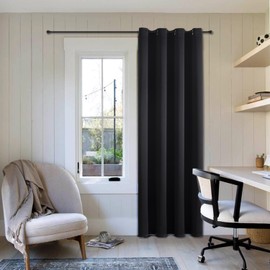 NANWEI Cortinas Blackout con Aislamiento Térmico para Estar/Recámara Ventana, con Ojales en la Parte Superior, Suave 100% Poliéster Tela Impermeable, Reducción Ruido, 1 Paneles (Negro, 52" x 84")