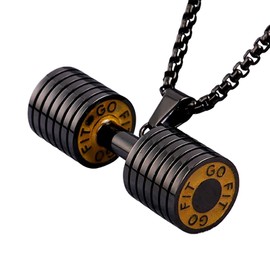 Dumbbell Necklace For Men Women Charm Stainless Steel Weight Lifting Necklace Chain Fitness Gym Dumbbell Pendant Jewelry For Father Bro Him Fitness Enthusiast Coach Athletes