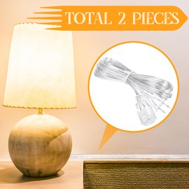 Relaxweex 2 Pack Extension Cord 10 Feet UL-Certified Extension Cord Indoor Thin 2 Prong Extension Cord Male to Female Power Cable for Light Fixtures(Clear)