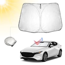 BIBIBO Mazda3 Sedan Sonnenschutz Frontscheibe Auto mit Mazda3 Sedan 2019-2024, Auto Sonnenschutz Zertifizierte Qualität Frontscheibenabdeckung Faltbar mit UV-Schutz