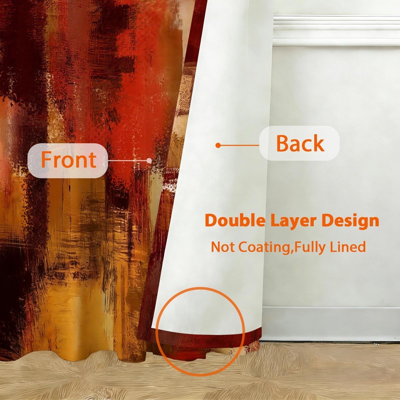 Ine Ive Burnt Orange Abstact Art Blackout Curtains 42x84 Inches