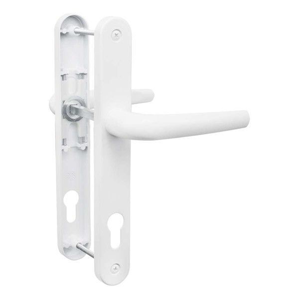 Bwintech White UPVC Door Handle Set, 92mm Backset, 210mm Screw Hole Distance, 245mm Plate Length Suitable for Exterior Door, Patio Door, Front Door