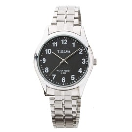 CREPHA TE-AM148-BKS Men's Wristwatch, Analog, Waterproof, Bracelet, Black, Silver, Wristwatch Daily Water Resistant Bracelet Casual