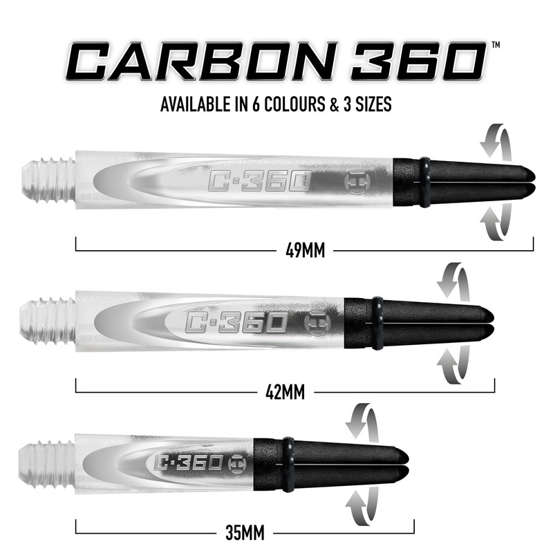 Harrows Carbon 360 Clear Shafts, Increased Aerodynamic Flow, Dart Shafts,