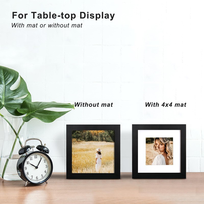 EGOFINE 6x6 Black Photo Frames Set of 4 - Made