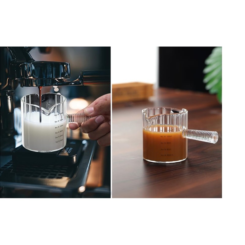 Steviieden Glass Espresso Cup 6 OZ, Double Shots Measuring Cup