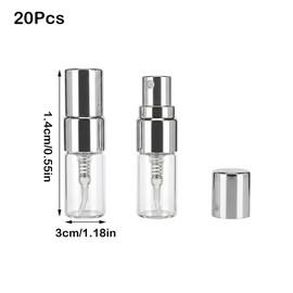 YUYUDEHM 20 PCS 2ml Mini Spray Bottles, Empty Refillable Perfume Bottles with Silver Lids, Glass Fine Mist Perfume Atomizer, Mini Travel Container for Essential Oils