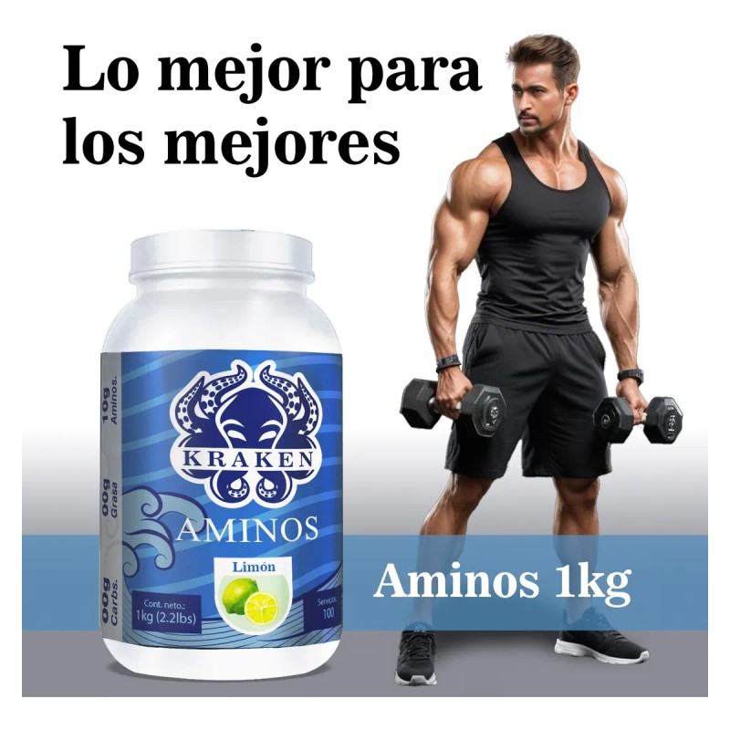 Aminoácidos En Polvo Kraken 1kg Varios Sabores 200 Servicios Limón