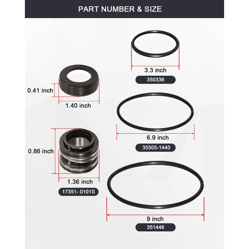 Jsyfcfc Pool Pump Seal Kit, Part No. 17351-0101S 350336 351446