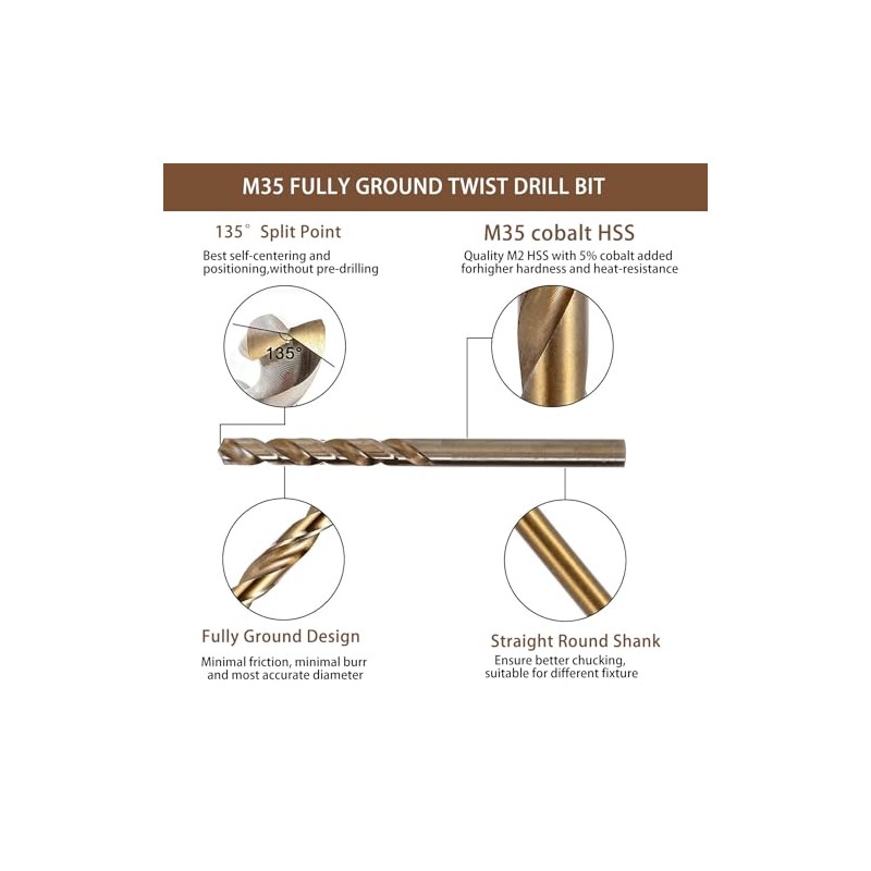 JOVANT 10 pieces 13/64 inch (5.2 mm) cobalt drill bit,