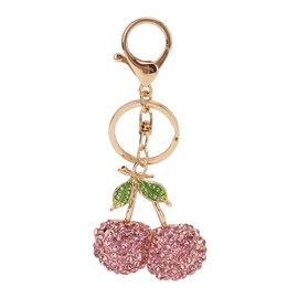 Pssopp Rhinestone Keychain Cherry Key Ring Rhinestones Stylish Pendant Cute Fashion Hanging Pendants for Car Purse Backpack()