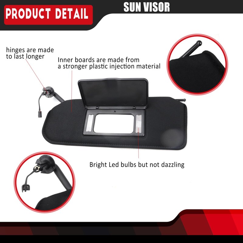 FEXON Driver and Passenger Side Sun Visor with Updated Bright