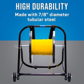 Jonard Tools CC-2721WS High Durability Steel Cable Caddy with Wheels and Pull Strap, Holds Cable Reels Up to 20” Diameter and 100 lbs Capacity,Black