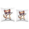Cat Heart Shape Sunglasses Dabbing Dance Lover Throw Pillow