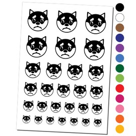 Husky Dog Face Sad Temporary Tattoo Water Resistant Fake Body Art Set Collection - Red (One Sheet)