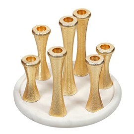 Godinger Gold Candle Holders with Marble Base, Set of 7
