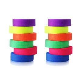 UV Blacklight Reactive Fluorescent, Fluorescent Gaffer Cloth Tape, 0.59in X 16.5FT Per Roll, Decorative Black Light Neon Party Tape With Glow Party Supplies-2x(6 Colors/6 Pack)