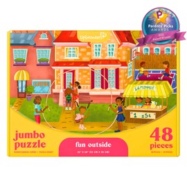 Upbounders® Fun Outside 48-Piece Puzzle for Kids Ages 4 5 6 7 8 | Jumbo Jigsaw Puzzle with Large Pieces & Storage Box | Preschool Puzzle Featuring Black Brown Children at Play