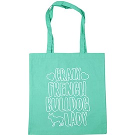 Hippowarehouse Crazy french bulldog lady dog Tote Shopping Gym Beach Bag 42cm x38cm, 10 litres