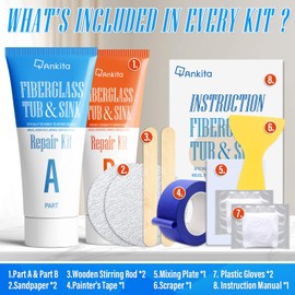 Tub Repair Kit White, Tub Chip and Bathtub Repair Kit for Enamel, Fiberglass, Acrylic, Porcelain, Patch and Repairs Chips, Crack, Scratches, Rust, Holes on Tubs, Toilet, Sink, Shower, Tray in Bathroom