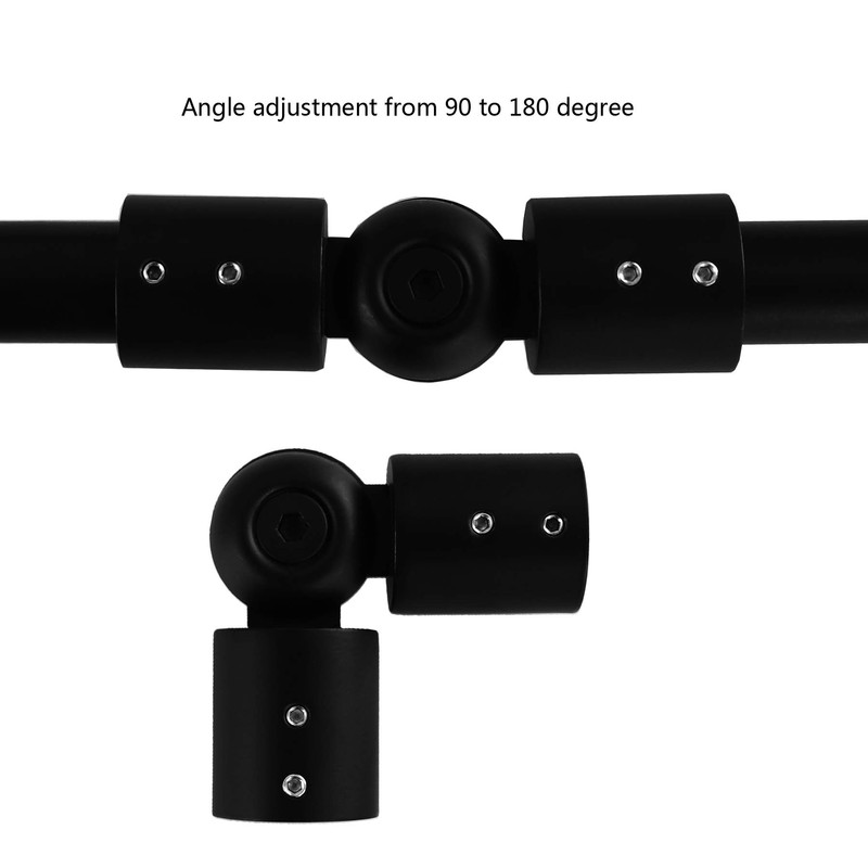 2 x 3/4" Black Adjustable Bay Window Corner Curtain Pole