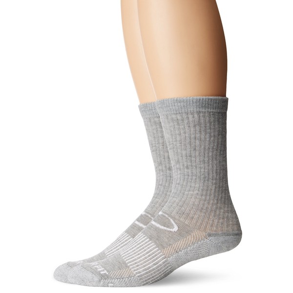 Copper Fit Unisex Crew Length Sport Socks, Gray, Small/Medium, 2 Pair