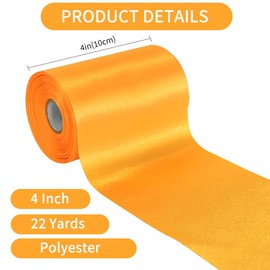 TONIFUL 4 Inch x 22yd Wide Gold Yellow Satin Ribbon Solid Fabric Large Ribbon for Cutting Ceremony Kit Grand Opening Chair Sash Table Hair Car Bows Sewing Craft Gift Wrapping Wedding Party Decoration