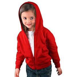 RABBIT SKINS Toddler Full-Zip Fleece Hooded Sweatshirt, Red, 4T, Medium