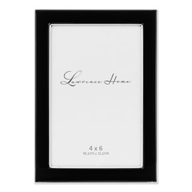Lawrence Frames Silver Plated 4 by 6 Metal with Black Enamel Picture Frame
