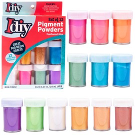 iDIY Pearl Pigment Powder (Set of 12 Mica Colors) -6g per Bottle - Extra Fine Sparkly - Great for Epoxy Resin, Dye Colorant, Candle Making, Slime, Paintings, School Projects, Summer Camp Arts & Crafts