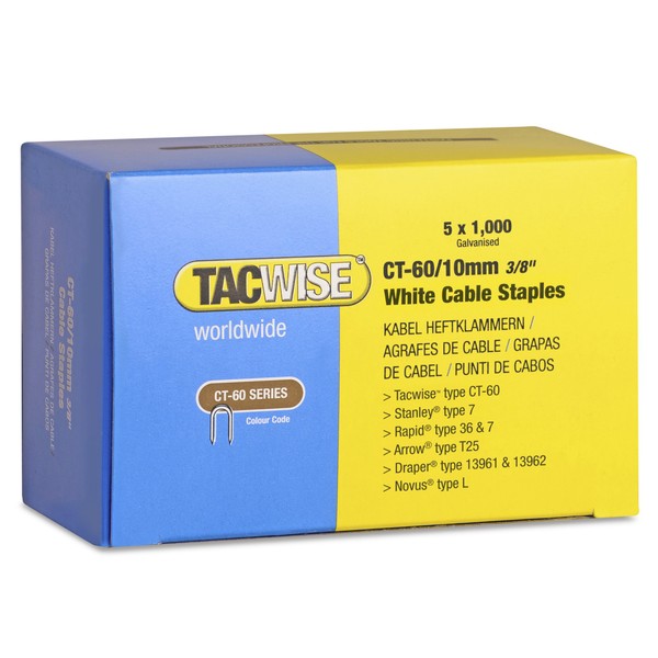 Tacwise 1094 CT-60/10 mm Divergent Point White Staples - 5