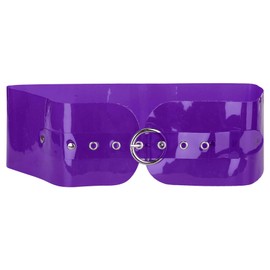 Elerevyo Women Clear Waist Belts, Wide Transparent Round Buckle PVC Waistband Belt for Dress 70-75cm/27.56-29.53" Purple