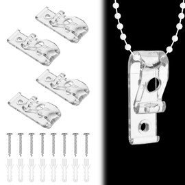 4 Sets Roman Blind P Clip, Blind Cord Safety Device Connector Holder Universal Plastic P-Clips Loop Cord Fastener for Roller Vertical Roman Blinds Bead Chain with Screws Plastic Pillars (Transparent)