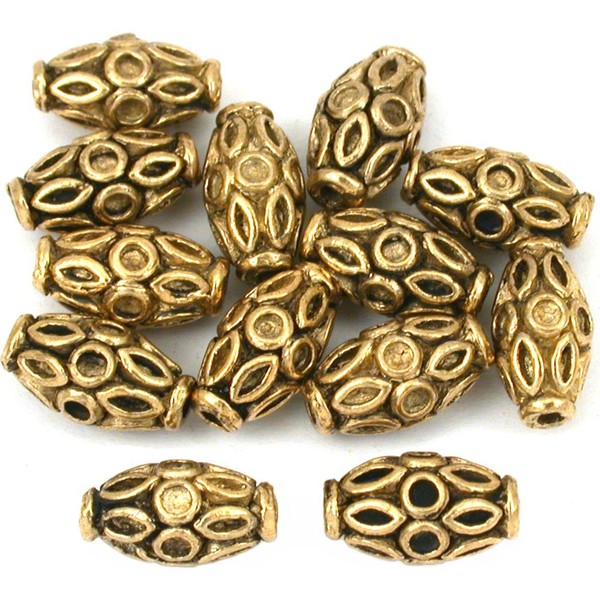 15g Bali Tube Bead Antique Gold Plated 11.5mm Approx 12