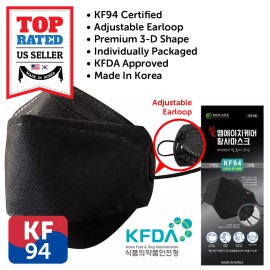 MHCARE 2 PCS KF94 BLACK Protective Face Mask Adult Made in Korea KFDA Approved HMCARE