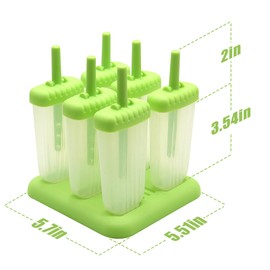 New Resunable Popsicles Molds,Pack of 6 Pce Ice Popsicle Maker- Food Grade BPA Free,Easy-Release Ice Pop Molds,Diy Homemade Popsicle Molds with Resunable Popsicle Sticks (Green-6 Cavity)